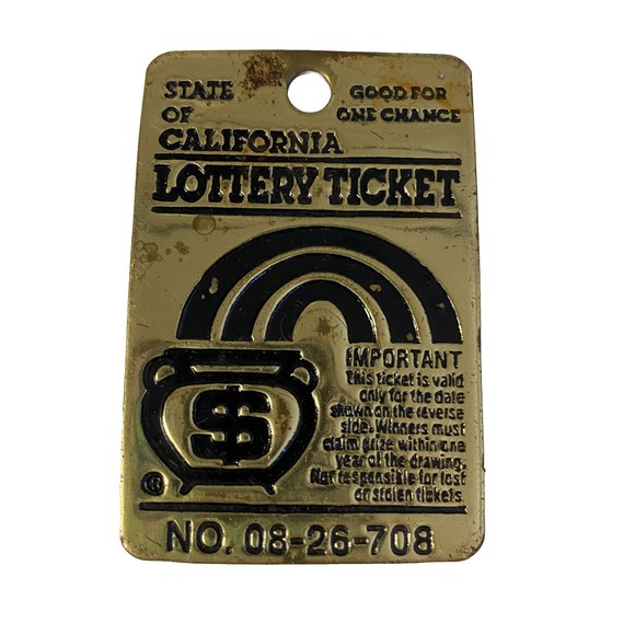 Vintage 80s California Lottery Ticket Brass Brassworks Keychain Made in … - Picture 1 of 3